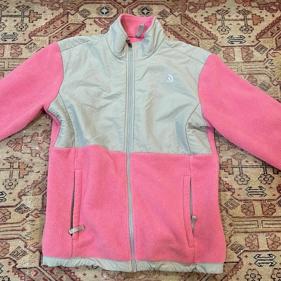 The north face girls XL Colorblock pink grey fleece zip up - Picture 2 of 5